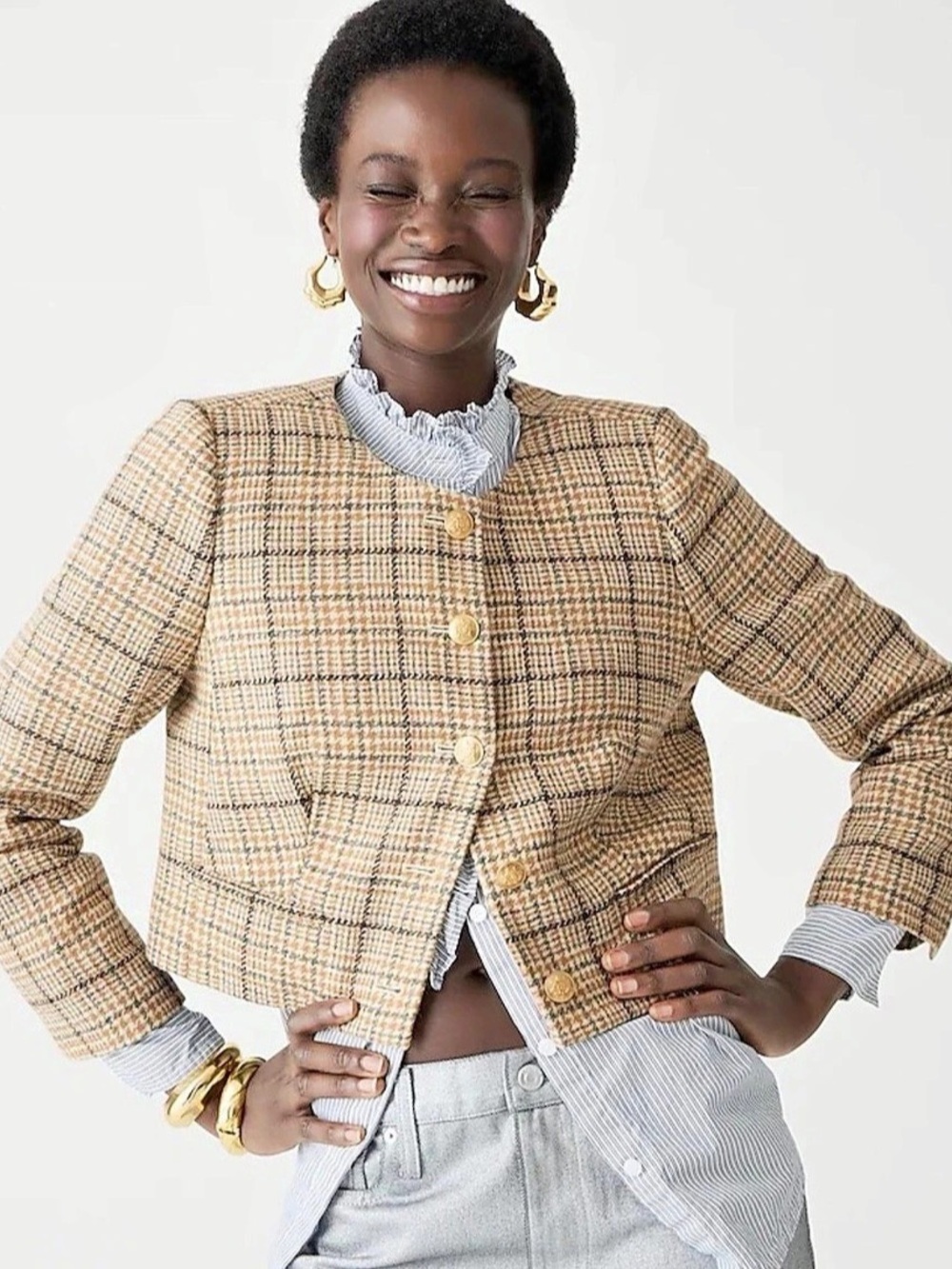 J.Crew Collection Louisa Plaid Wool Lady Jacket Size 10